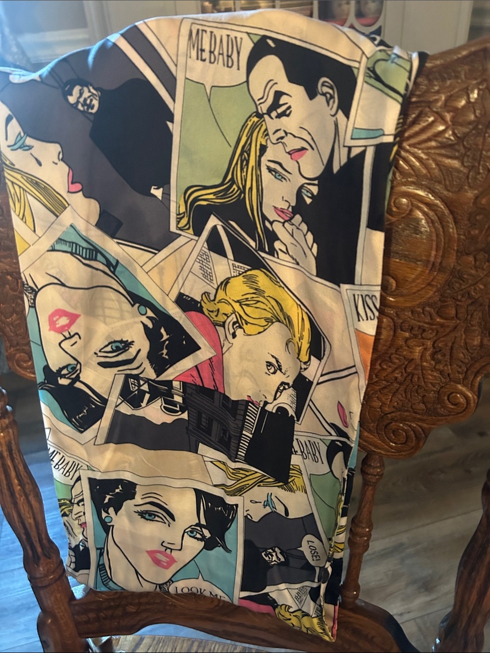 Juliana Collezion 100% silk comic strip scarf